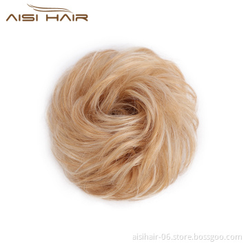 Aisi Hair Brazilian Human Hair Curly Blonde Chignon Bun Elastic Rope Rubber Band Hairpiece Clip In Extension For Black Women